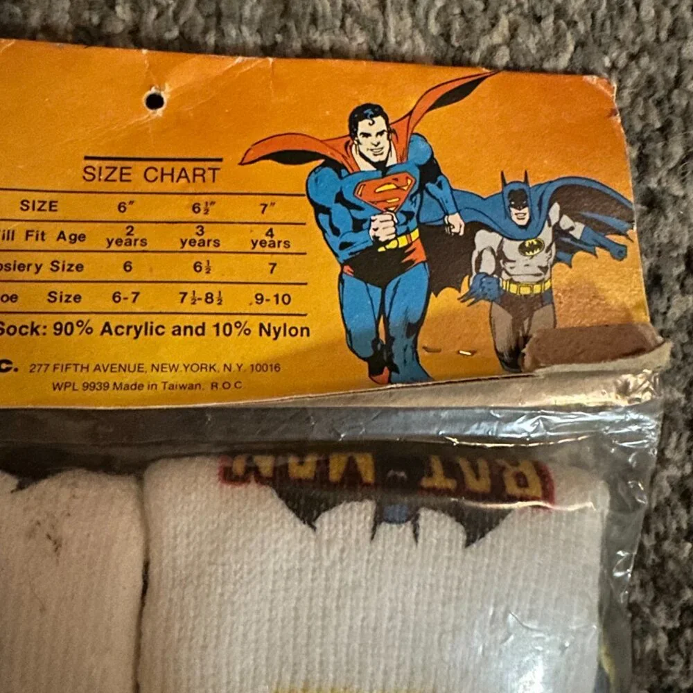 Share Toastee Socks - RARE NEW VINTAGE DC Comics 1979 BATMAN Child Size 6 - DAWN - Picture 7 of 9